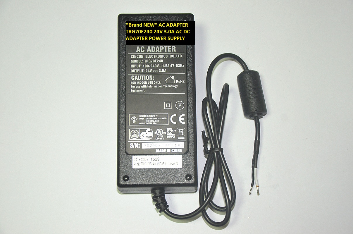 *Brand NEW*AC100-240V 24V 3.0A AC DC ADAPTER TRG70E240 AC ADAPTER POWER SUPPLY